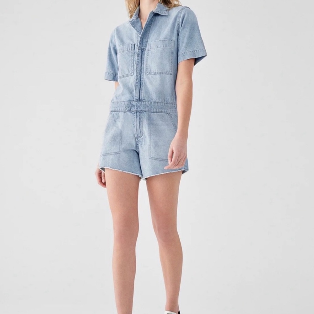 DL1961 Light Blue Denim Romper - Hannah cutoffs